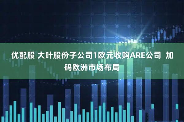 优配股 大叶股份子公司1欧元收购ARE公司  加码欧洲市场布局