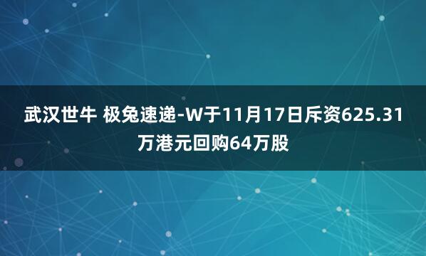 武汉世牛 极兔速递-W于11月17日斥资625.31万港元回购64万股